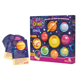 Glibbi Space 9 Bath Bombs with Info Cards about the Planets, Bath Fun from 3 Years