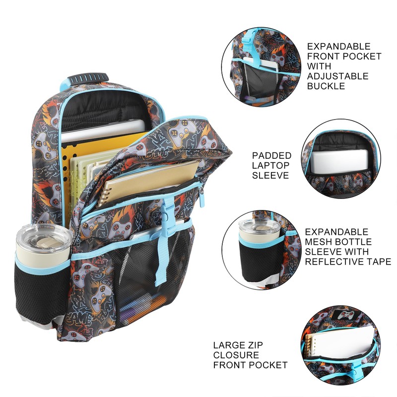 Video Game Controller All-Over Print 16" Premium Backpack & Lunch