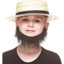 Mustaches Self Adhesive Morman Fake Beard for Kids, Novelty, Small Realistic False Facial Hair, Costume Accessory for Children, Black Color