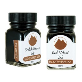 Monteverde 60ml Core Fountain Pen Ink Bottle (30ml Scotch Brown Ink Bottle G309SB, 30ml Red Velvet Ink Bottle G309RV)