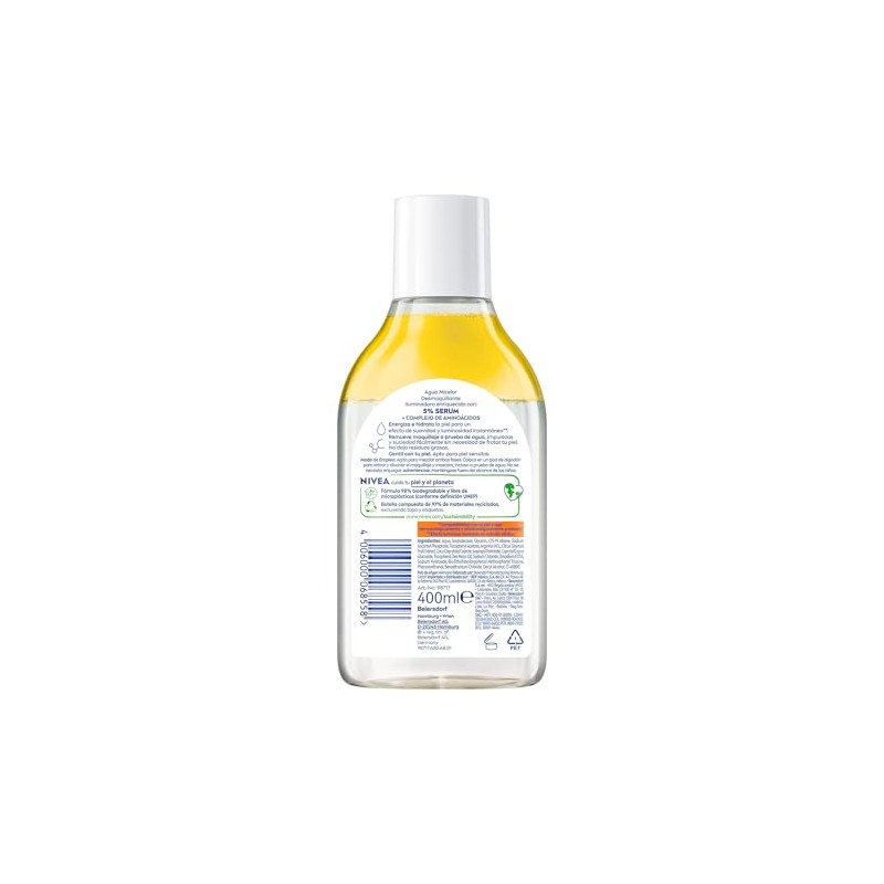 NIVEA Agua Micelar Iluminadora Infusionada con Serum 400ml +5% Suero