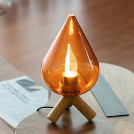 Monikessy Small Glass Table Lamp, Modern Red Raindrops Glass Tripod Bedside Lamp, Minimalist Nightstand Lamp LED Decorative Desk Lamp with Plug-in Style for Bedroom Living Room Tabletop