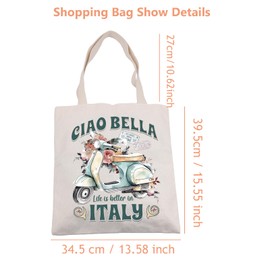 JTOUK Amalfi Coast Gift Ciao Bella Life Is Better In Italy Tote Bag Honeymoon Gift Italy Trip Merch (Bella Italy Tote EU)