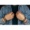 Pulseras para Hombre │ Faith, Cuero y Bolitas Negras │