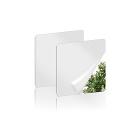 yuntop 2 Pack Self Adhesive Acrylic Mirror, 2MM Flexible Plastic Mirror, Shatterproof PS Frameless Wall Mirror for Bathroom Vanity and Entryway (6 x 6 inch)