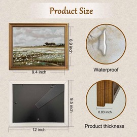 Gold Framed Vintage Wall Art Classical French Landscape Wildflowers Field Painting Canvas Print Kitchen Bedroom Wall Decor (wildflower field, 12L x 9.5W)