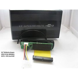 KesCom External USB Hard Drive Enclosure Metal 3.5 Inch (8.9 cm) USB 2.0 Black SATA and IDE Connection in Black