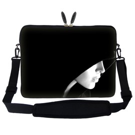 Meffort Inc 17 17.3 inch Neoprene Laptop Sleeve Bag Carrying Case with Hidden Handle and Adjustable Shoulder Strap - Lady in Hood