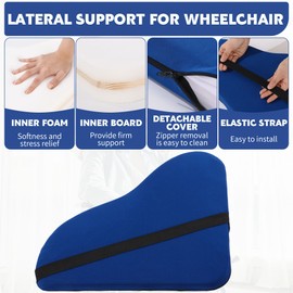 ROYALAY 2 Pcs Lateral Support for Wheelchair, L-Shape Wheelchair Supports for Body, Wheelchair Arm Rest Lateral Support with Elastic Bands, Wheel Chair Cushions for Seniors Better Posture