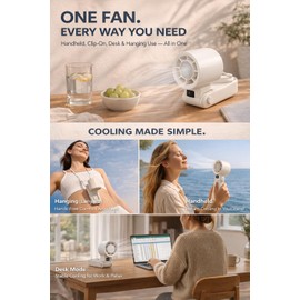 Portable Handheld Fan with Cooling Plate, 199-Speed Stepless Control, 3-in-1 Foldable Fan for Handheld/Desktop/Neck, Powerful Airflow Personal Fan for Travel, Makeup, Outdoor, Summer Essentials