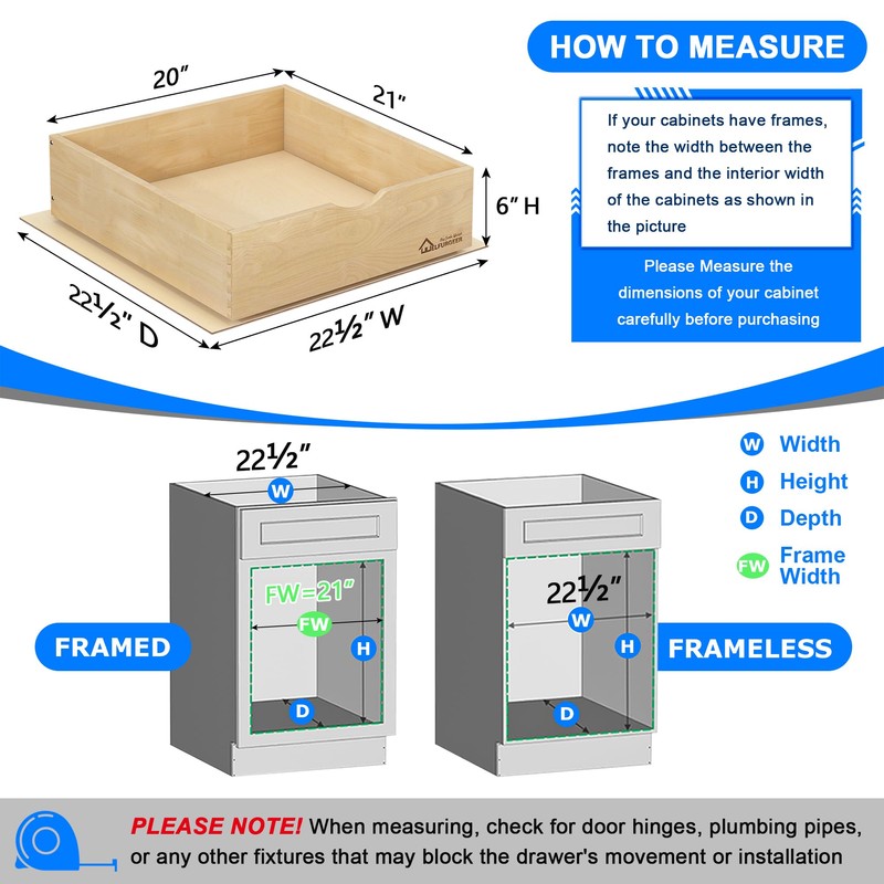 WelFurGeer Soft Close Pull Out Drawer for Kitchen Cabinets, 20"