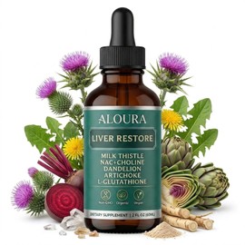 Aloura Liver Restore Drops, Complete Liver Support Liver Cleanse, 2 Fl Oz