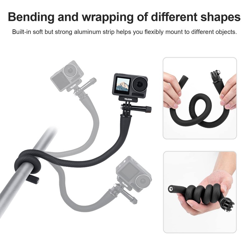 TELESIN Flexible Monkey Tail Selfie Stick Holder for GoPro Hero