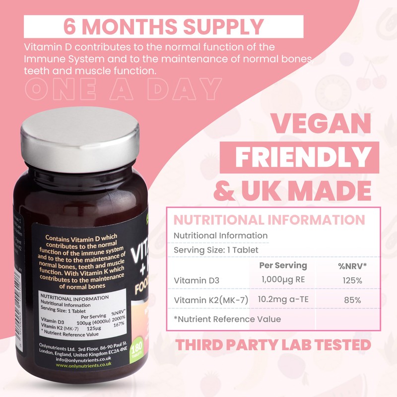 Only Nutrients | Vitamin D3 4000iu & Vitamin K2 125ug