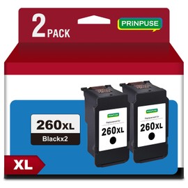 PRINPUSE Remanufactured Ink Cartridges Replacement for Canon 260 260XL PG-260 XL for Canon Pixma TS6420a TS6420 TR7020a TS5300 TS5320 TR7020 Printer Ink, 2 Black