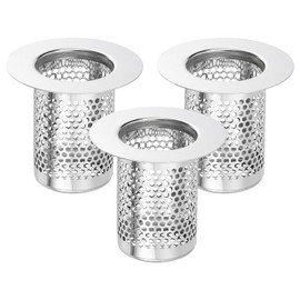 sourcing map 2 Pack Shower Drain Strainer, 2" x 2.2" 304 Stainless Steel Floor Drain Strainer Deep Sink Hair Catcher for Kitchen Bathroom Balcony Floor Drain, Fit Hole Size from 1.4" to 2"