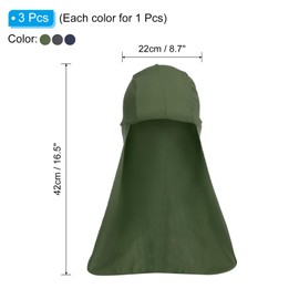 PATIKIL Sun Shade Hat Neck Shade, 3 Pack Sun Protection Sun Shade Hat Cooling Skull Cap Fishing Hats for Outdoor Hiking, Army Green Dark Gray Navy Blue