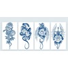 4 Sheets Temporary Wings Tattoo Snake Tattoo Semi-Permanent Sword Tattoo