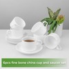 Fine Bone China Stackable Cup and Saucer Set of 6,