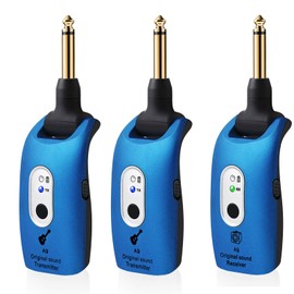 WENTELMUSIC A9 Wireless Guitar System - 2.4GHz, 24-bit 48KHz Audio, 100ft Range, No Latency, 4-Hour Rechargeable Battery, Blue, for Electric Guitar Bass(Blue(2TX+1TX))