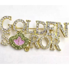 AKA Golden Soror Rhinestones Brooch/Pin with Keepsake Pouch