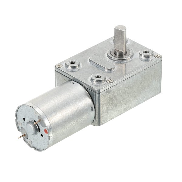 sourcing map DC 12V 2RPM Turbo Worm Geared Motor 6mm D Shaft High Torque Gear Box Reduction Electric Motor