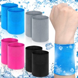 4 Pairs Cooling Wristbands Athletic Exercise Breathable Wrist Sweatband Sweat Ice Absorbing Wristbands for Outdoor Sports Favors Yoga Golf Gym Camping Running Tennis