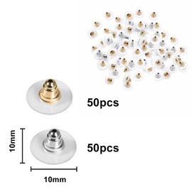 100pcs Safety Earring Backs Bullet Clutch Earring Backs with Pad Earring Safety Backs,Safety Backs Earrings Backs,Plastic Hypo-Allergenic Bullet Clutch Comfort Earring Backs(50pcs Silver&50pcs Gold)