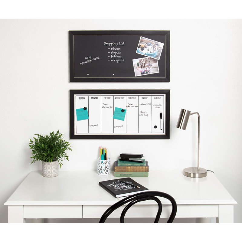 DesignOvation Wyeth Framed Magnetic Chalkboard, Black