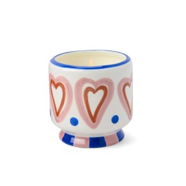 Paddywax Scented Candles Dopo Hand-Painted Ceramic Luxury Artisan Candle, 8-Ounce, Hearts - Rosewood Vanilla