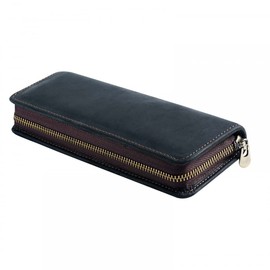 DONGKER Leather Pencil Case,Vintage Zippered Pen Fountain Pouch Holds 9 Pens & 2 Fountain for Work Office,College