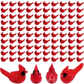 LUFEEMGA 120PCS Mini Resin Red Cardinals Christmas Ornaments, Tiny Miniature Small Resin Birds for Crafts, Holiday Decor, DIY Projects Tree & Wreath Decorations