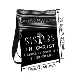 LiuenMgg Sisters In Christ Messenger Bag Small Ethnic Pattern Printed Adjustable Strap Crossbody Zipper Bag Phone Bag Wallet Cute Shoulder Handbag for Christian Sisters Women