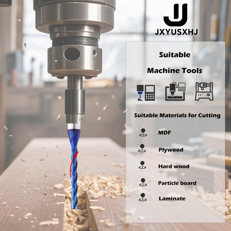 JXYUSXHJ VIC004 CNC Router Bit 3 Flutes Spiral Solid Carbide