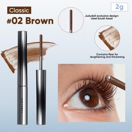 JUDYDOLL 3D Curling Eyelash Iron Mascara, Black & Brown, Curling & Lengthening, Long-Lasting, Waterproof, Smudge-Proof, 24-Hour Wear, Natural Extension, Thickening Effect, Ultra Fine Volumizing Mascara, Cosmetics:_(2g) 0°Classic Design #02Brown
