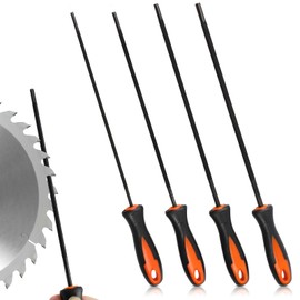 4 Pcs Chainsaw Sharpener, Chainsaw Files with Non-Slip Handle, 4 Sizes Chainsaw Chain Sharpening File, Small Chain Saw File in Orange and Black, High Carbon Steel Sharpener for Stihl Chainsaw