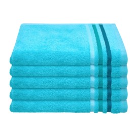 Schiesser Terry Guest Towel Skyline Colour Set of 5 | 100% Cotton from Sustainable Production | Absorbent, Soft, Colourfast | 30 x 50 cm | Turquoise