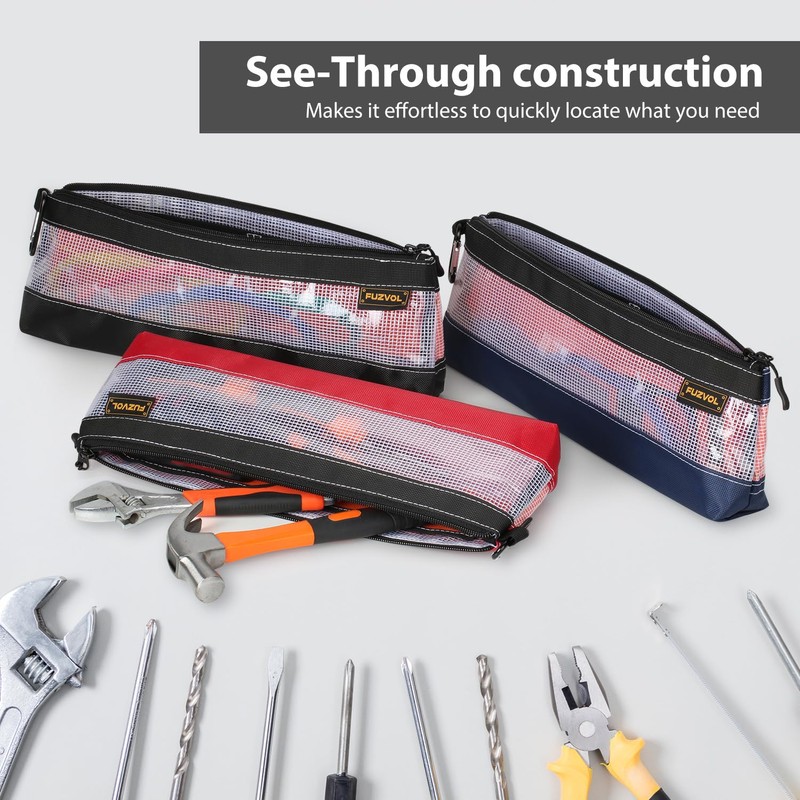 Clear Tool Pouch, 14" Long Tool Bag, Small Zipper Pouch,