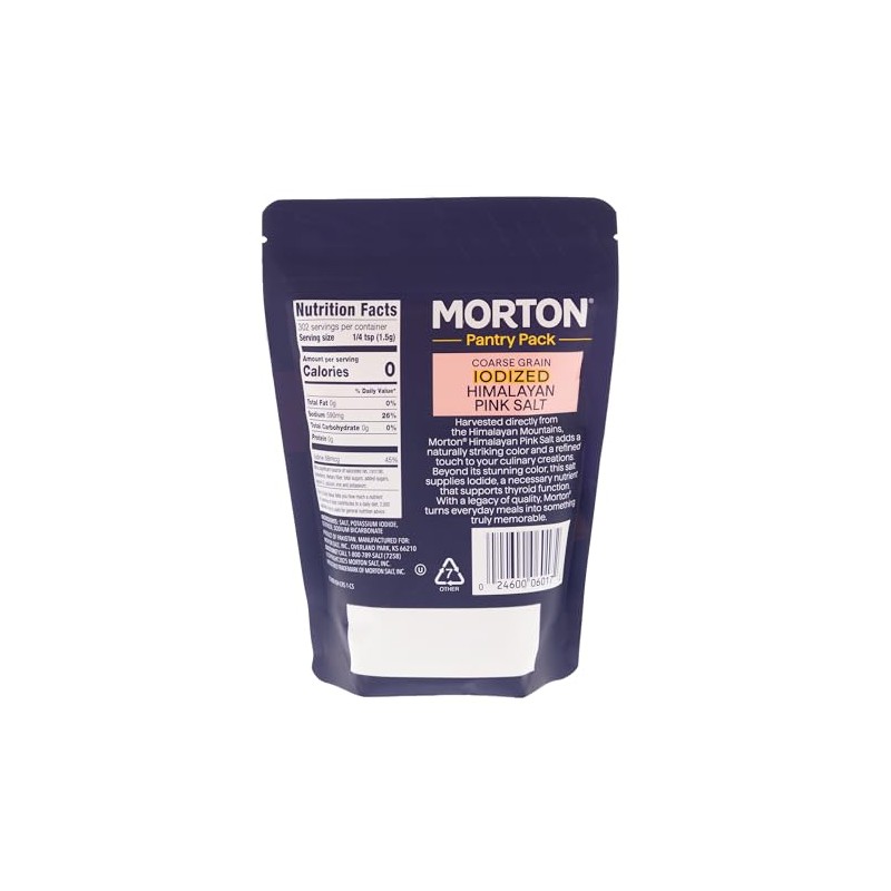 Morton Iodized Himalayan Pink Coarse Salt 1lb., Resealable Pouch
