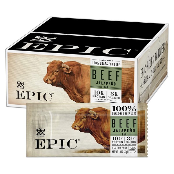 EPIC Beef Jalapeno Protein Bar, Keto Consumer Friendly, 12 ct