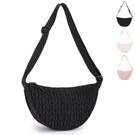 BESMART Small Crescent Crossbody Bags for Women Men Trendy, Waterproof Crescent Sling Bag, Lightweight Nylon Travel Purses Belt Bags Hobobag in Solid/Printed/Gradient/Quilted