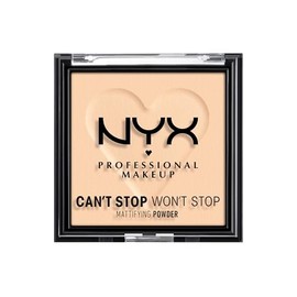 NYX Can't Stop Won't Stop Polvo Matificante Acabado Mate Tono Light, 6 g | Polvo de arroz que absorbe el exceso de grasa con doble uso: prebase o toqu