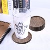 8 Pieces Wood Drink Coasters with Leather Holder, GOH DODD