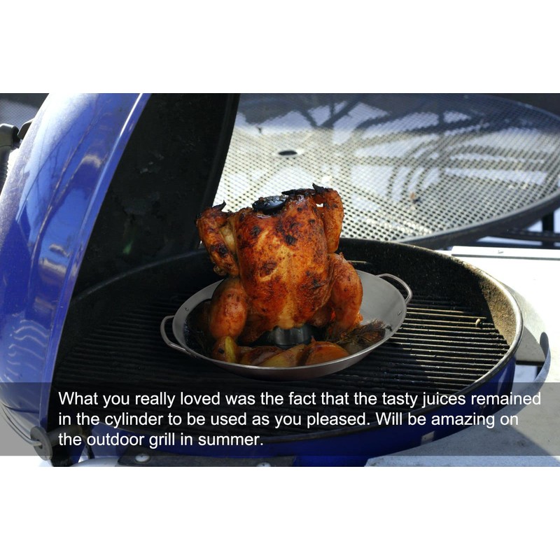 Tellshun Beer Can Chicken Holder, 12 Inch Stainless Steel Grill,