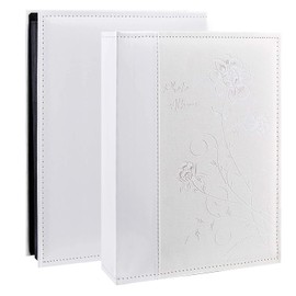 Miaikoe Photo Album 6x4 300 Photos Slip in, Extra Large Capacity Leather Cover Wedding Family Picture Albums Holds 300 Horizontal 10x15cm Landscape Photos(White)