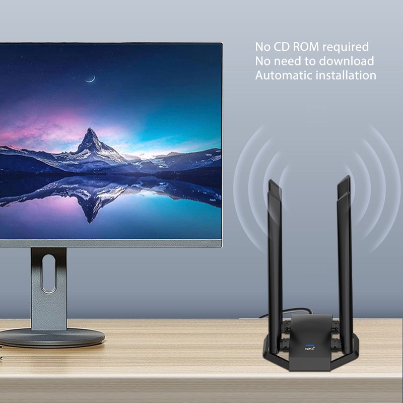 USB3.0 WiFi Adapter with 4 Antenna 2.4GHz 5GHz 1800Mbps WPA3