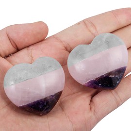 Nupuyai Various Stones Heart Palm Worry Stone for Chakra Reiki, Healing Crystal Love Stone for Home Decoration 45mm