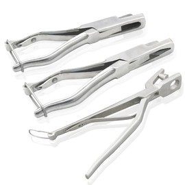 OdontoMed2011 3 Pcs Ear Notcher Stainless Steel Heavy Duty Box Joint with Lock V-Shape and U Shape and O Shape Cut Shaped Punch Shape Veterinary Ear Marking Pliers Livestock Identification