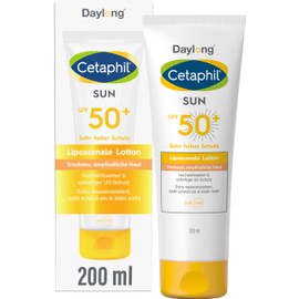 CETAPHIL SUN Liposomal Sun Lotion SPF 50+, 200 ml, Dermatological Sun Protection for Dry, Sensitive Skin, Instant & Highly Effective UVA & UVB Protection, Extra Water Resistant, Fragrance-Free
