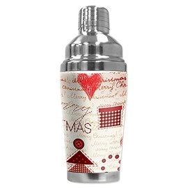 Mugzie 16 Ounce Stainless Steel Cocktail Shaker with Insulated Wetsuit Cover - Christmas Vintage